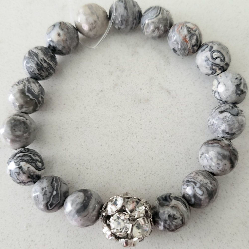 Picasso Jasper Gemstone Beaded Stretch Bracelet